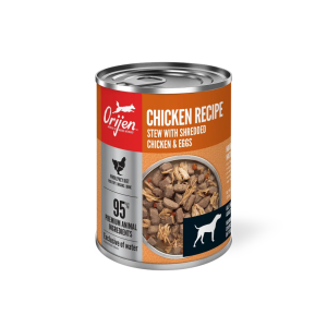 LATA HÚMEDO PREMIUM CHICKEN STEW PERRO 95% CARNE DE POLLO Y HUEVOS 5% VEGETALES Y FRUTAS 0% GRANOS CON CALDO DE HUESO DE POLLO Y PAVO