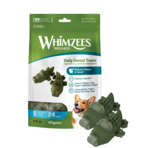 Whimzees Snacks Vegetales "Alligator" Talla S - 24 Unidades