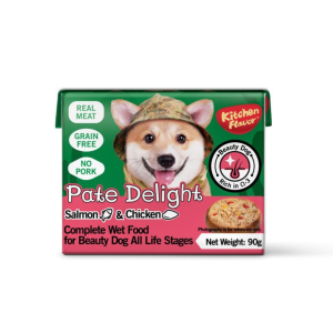 KitchenFlavor Pate Delight Salmón Comida húmeda completa para perros Beauty para todas las etapas de la vida Libre de granos 0,09 kg