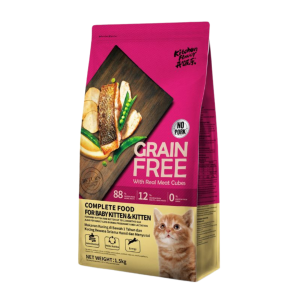 KitchenFlavor GRAIN FREE Alimento Premiun completo sin cereales para Baby Kitten (con trozos de salmon real visibles)