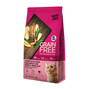 KitchenFlavor GRAIN FREE Alimento Premiun completo sin cereales para gatos adultos , con trozos de Salmon Reales